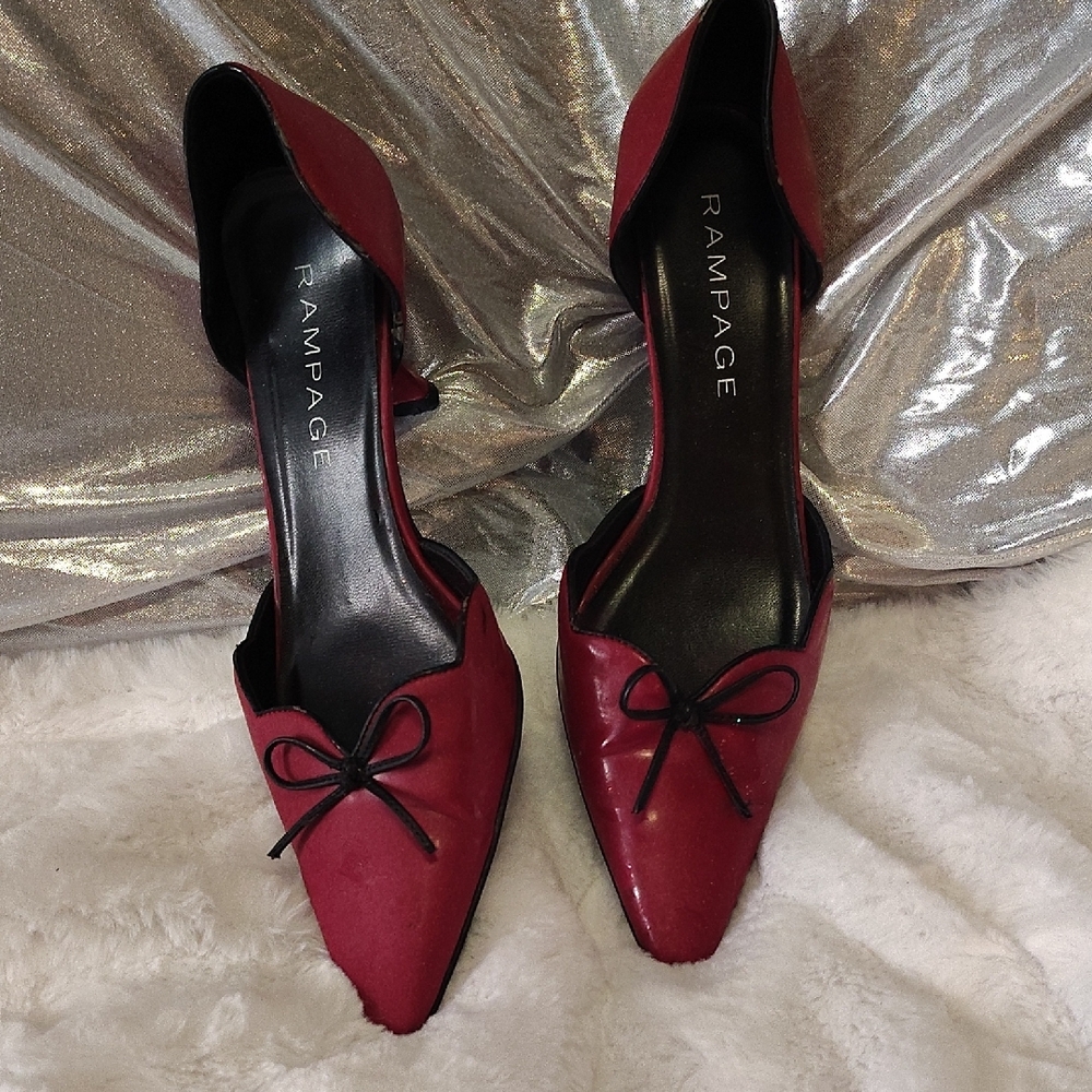 Rampage Red and Black Heels Classic d'Orsay Design